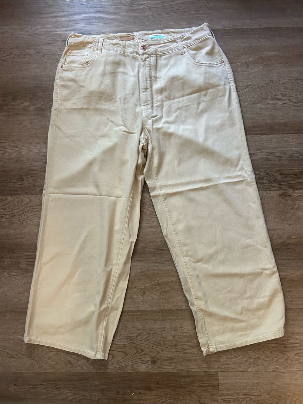 NWOT Pilcro by Anthropologie Wide Leg Cream Denim Jeans Size 16W Plus 543